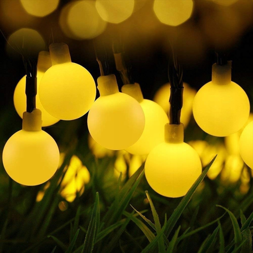 LED-Solar-Lichterkette, 50 LEDs, 8 Funktionen, 500 mAh Akku, 9,5 m, IP67, warmweiß