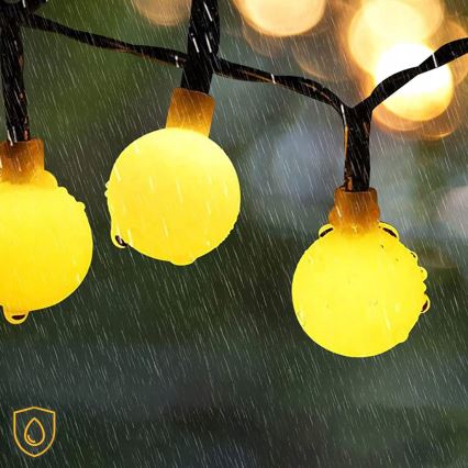 LED-Solar-Lichterkette, 50 LEDs, 8 Funktionen, 500 mAh Akku, 9,5 m, IP67, warmweiß
