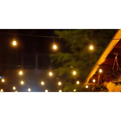 LED dimmbare solarbetriebene Außenlichterkette PARTY 10xE27/3,7V 1800 mAh 10 m IP44 + Fernbedienung