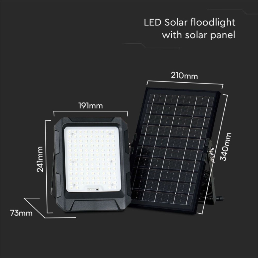 LED Solar per riflettore LED/10W/3,7V IP65 4000K nero + telecomando