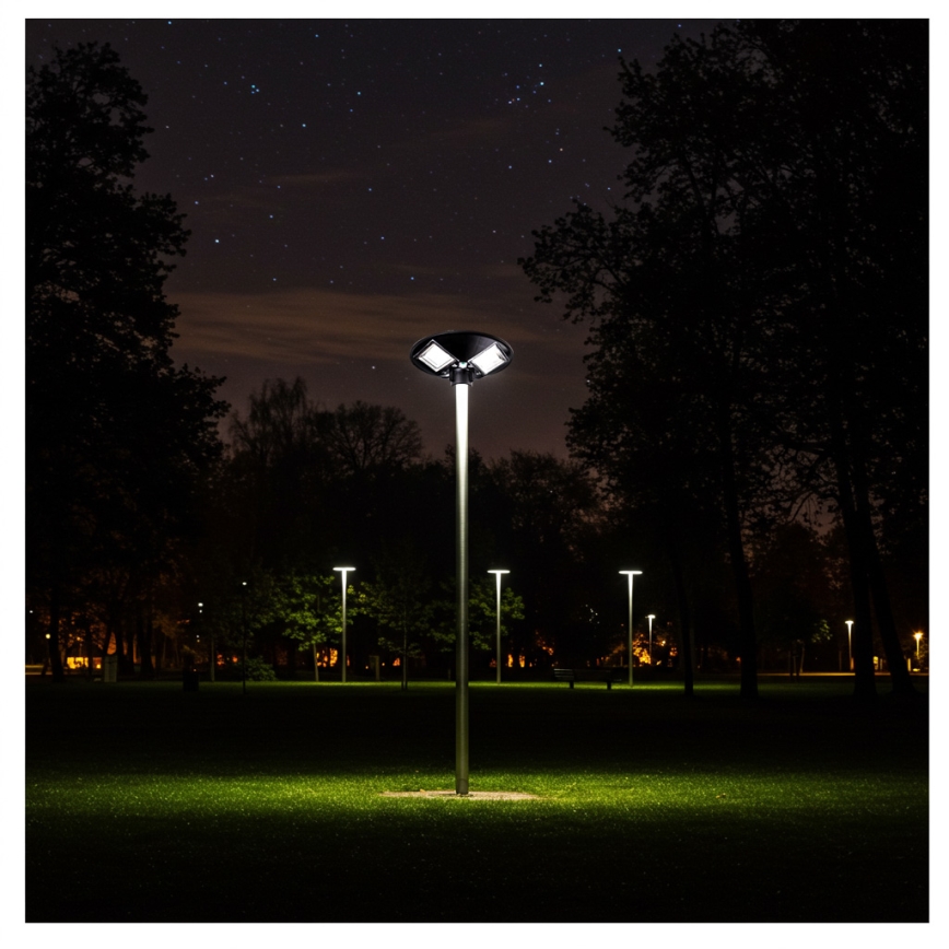 Dimmbare LED-Solar-Straßenlaterne mit Sensor LED/15W/6V 11000 mAh 6500K IP65 schwarz + Fernbedienung