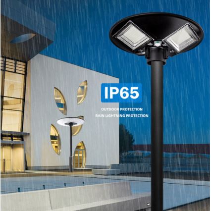 Dimmbare LED-Solar-Straßenlaterne mit Sensor LED/15W/6V 11000 mAh 6500K IP65 schwarz + Fernbedienung