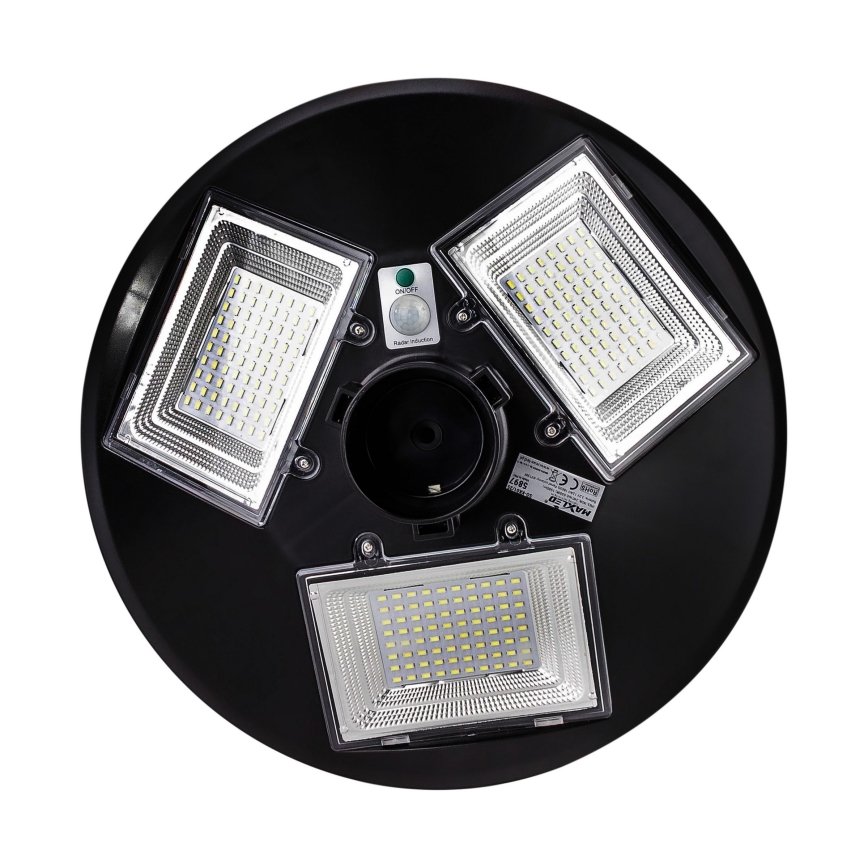 Dimmbare LED-Solar-Straßenlaterne mit Sensor LED/15W/6V 11000 mAh 6500K IP65 schwarz + Fernbedienung