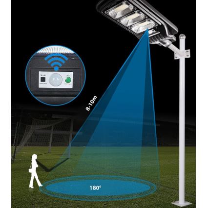 Dimmbare LED-Solar-Straßenlaterne mit Sensor LED/180W/6V 11000 mAh 6500K IP65 schwarz + Fernbedienung