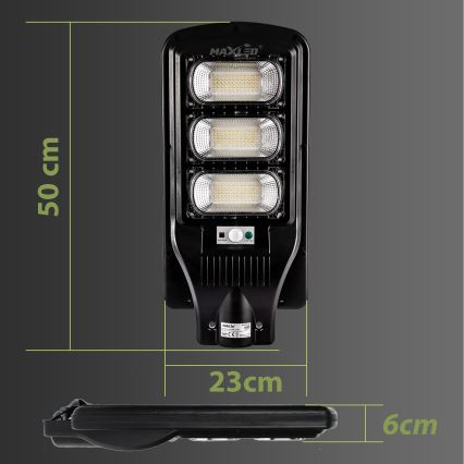 Dimmbare LED-Solar-Straßenlaterne mit Sensor LED/180W/6V 11000 mAh 6500K IP65 schwarz + Fernbedienung