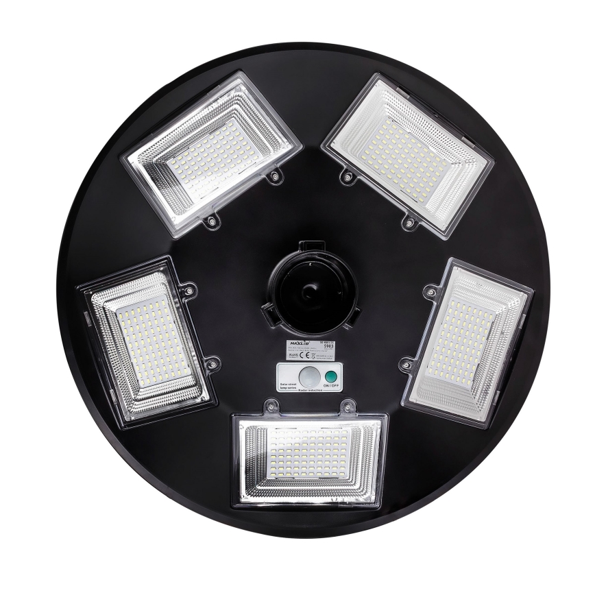 Dimmbare LED-Solar-Straßenlaterne mit Sensor LED/22W/6V 18000 mAh 6500K IP65 schwarz + Fernbedienung