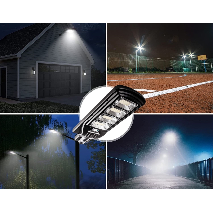 Dimmbare LED-Solar-Straßenlaterne mit Sensor LED/240W/6V 11000 mAh 6500K IP65 schwarz + Fernbedienung