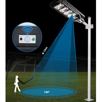 Dimmbare LED-Solar-Straßenlaterne mit Sensor LED/240W/6V 11000 mAh 6500K IP65 schwarz + Fernbedienung