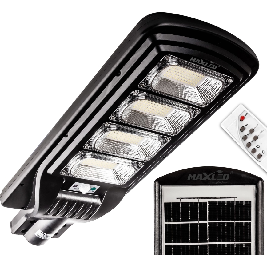 Dimmbare LED-Solar-Straßenlaterne mit Sensor LED/240W/6V 11000 mAh 6500K IP65 schwarz + Fernbedienung
