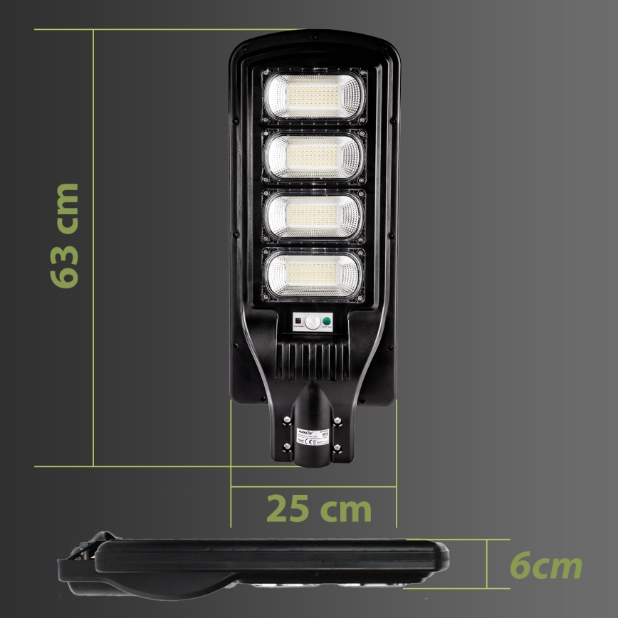Dimmbare LED-Solar-Straßenlaterne mit Sensor LED/240W/6V 11000 mAh 6500K IP65 schwarz + Fernbedienung