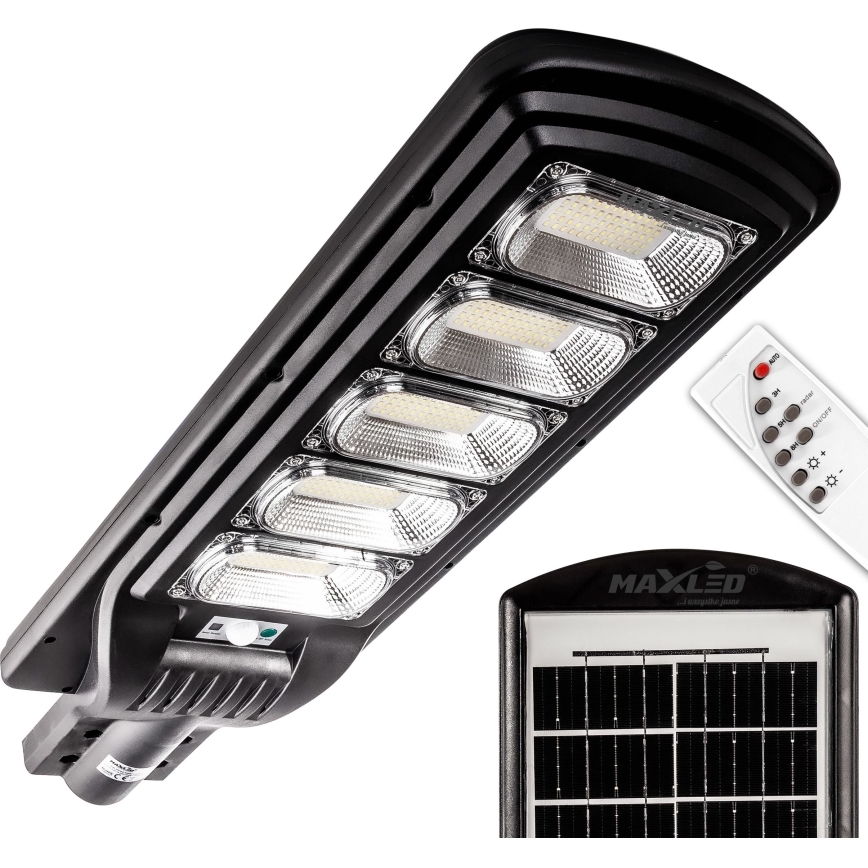 Dimmbare LED-Solar-Straßenlaterne mit Sensor LED/300W/6V 16500 mAh 6500K IP65 schwarz + Fernbedienung