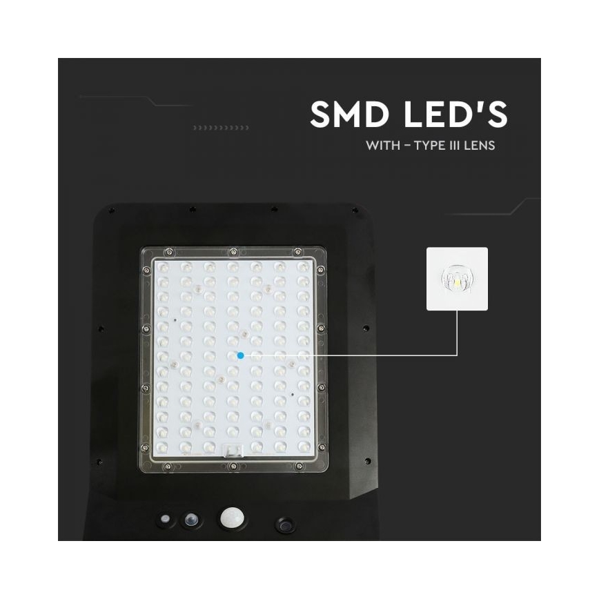 LED-Solar-Straßenlaterne mit Sensor LED/40W/9,6V IP65 6000K + Fernbedienung