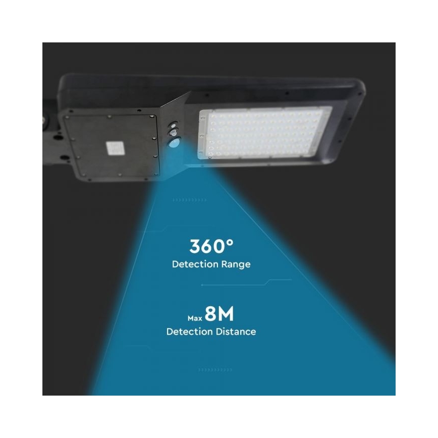 LED-Solar-Straßenlaterne mit Sensor LED/40W/9,6V IP65 6000K + Fernbedienung