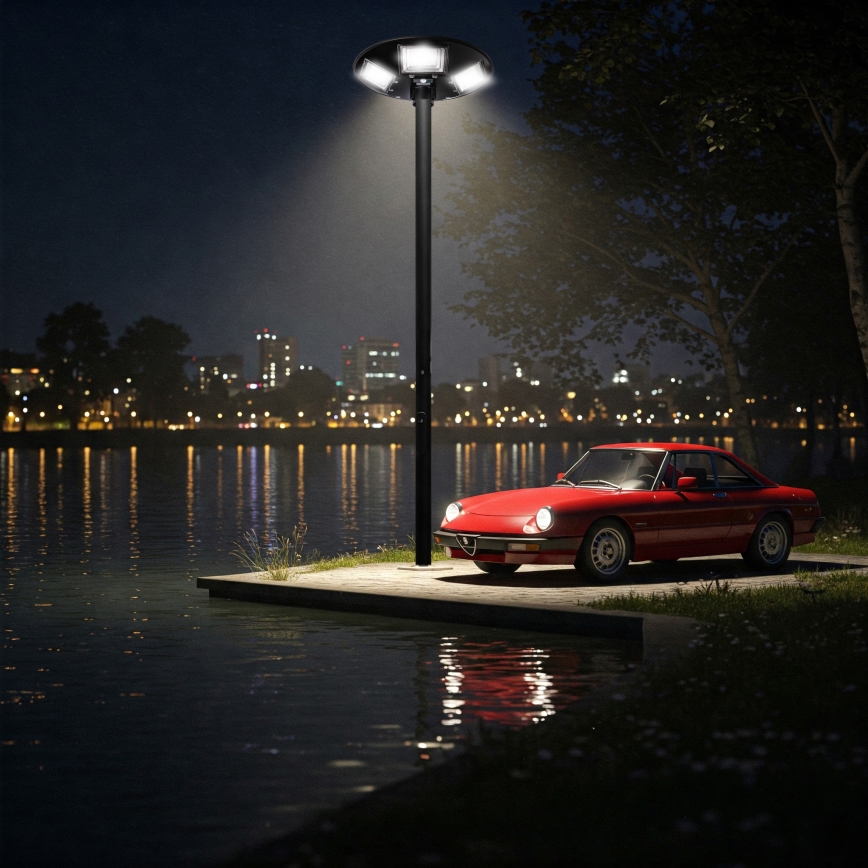 LED-dimmbare solarbetriebene Straßenleuchte mit Sensor LED/22W/6V 18000 mAh 6500K IP65 schwarz + Fernbedienung