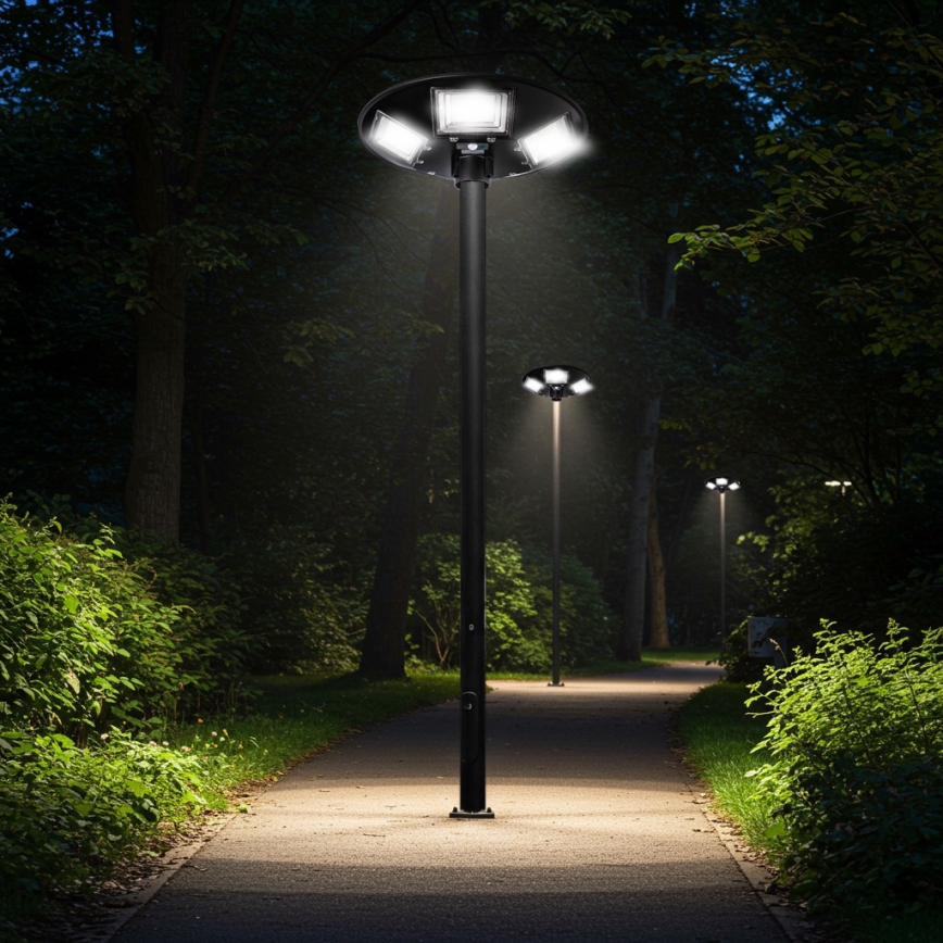 LED-dimmbare solarbetriebene Straßenleuchte mit Sensor LED/22W/6V 18000 mAh 6500K IP65 schwarz + Fernbedienung