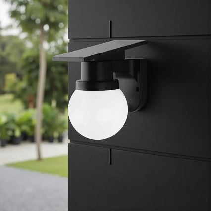 LED-Solar-Wandleuchte LED/3,7V 3000/4000/6400K IP54 1800 mAh schwarz + Fernbedienung