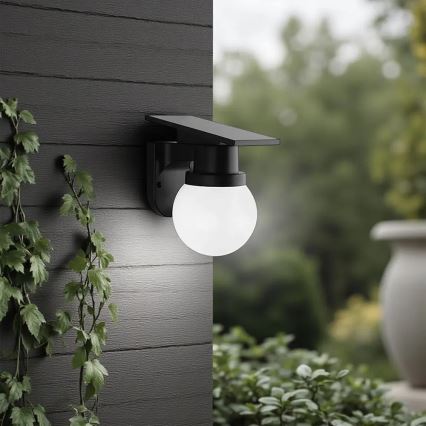 LED-Solar-Wandleuchte LED/3,7V 3000/4000/6400K IP54 1800 mAh schwarz + Fernbedienung