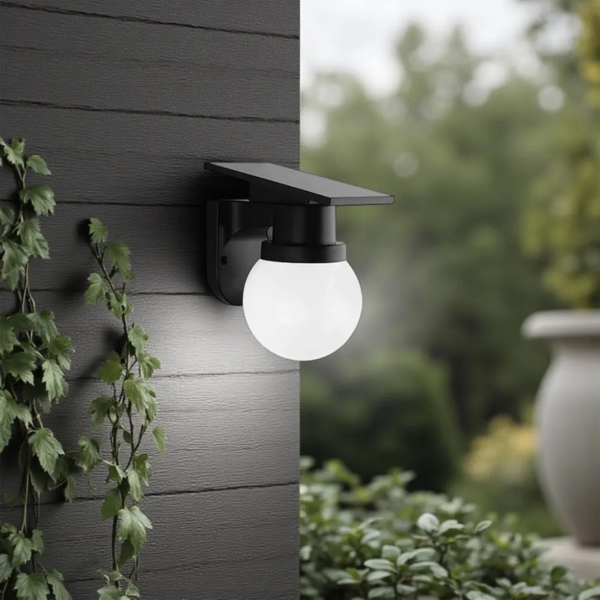 LED-Solar-Wandleuchte LED/3,7V 3000/4000/6400K IP54 1800 mAh schwarz + Fernbedienung