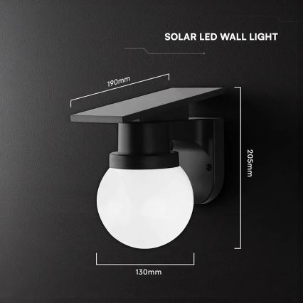LED-Solar-Wandleuchte LED/3,7V 3000/4000/6400K IP54 1800 mAh schwarz + Fernbedienung