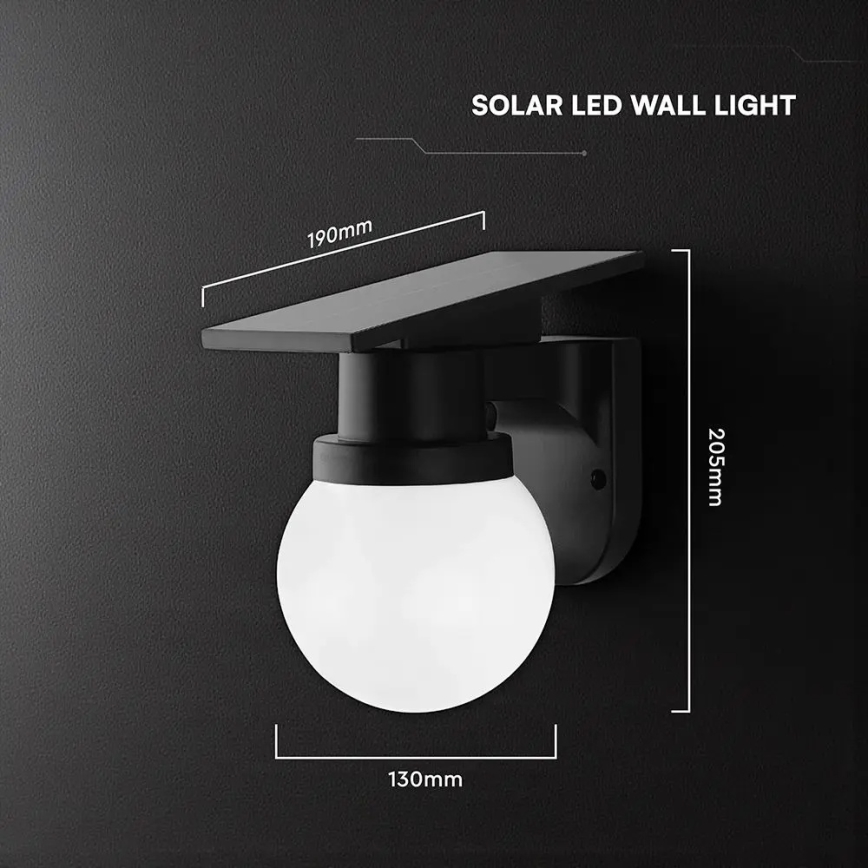 LED-Solar-Wandleuchte LED/3,7V 3000/4000/6400K IP54 1800 mAh schwarz + Fernbedienung