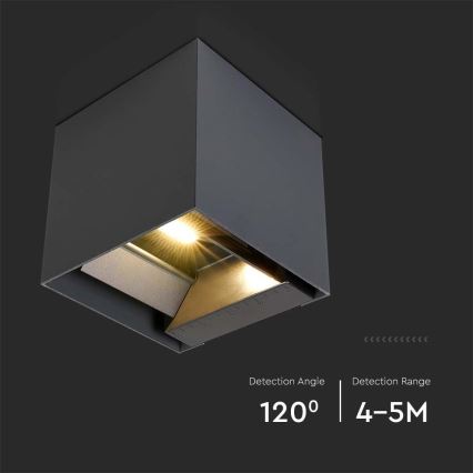 LED-Solar-Wandleuchte mit Sensor LED/9W/5V 3000/4000/5000K IP65 2600 mAh Anthrazit