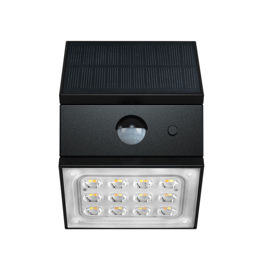 LED-Solar-Wandleuchte mit Sensor LED/2,5W/3,7V 3000/4000/6000K IP65 1200 mAh schwarz