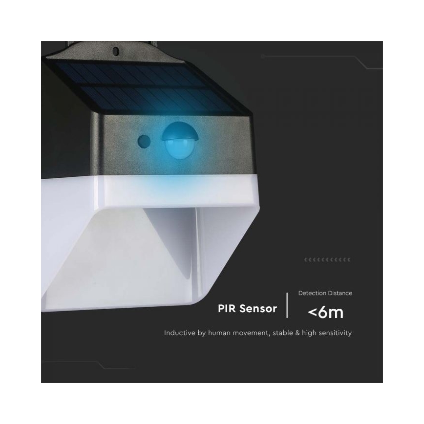 LED Solar-Wandleuchte mit Sensor LED/2W/3,7V 4000K IP65 1200 mAh