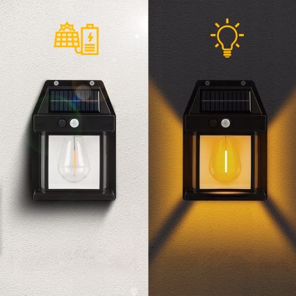 LED-Solar-Wandleuchte mit Sensor LED/3,7V 600 mAh IP44 schwarz