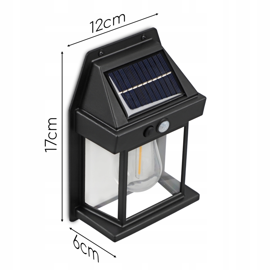 LED-Solar-Wandleuchte mit Sensor LED/3,7V 600 mAh IP44 schwarz