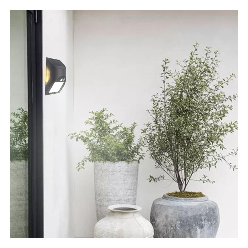 LED Solar-Wandleuchte mit Sensor LED/3W/3,7V 3000/4000K 1200 mAh IP54 anthrazit