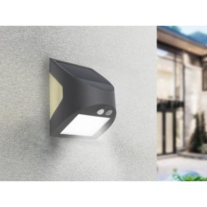 LED Solar-Wandleuchte mit Sensor LED/3W/3,7V 3000/4000K 1200 mAh IP54 anthrazit