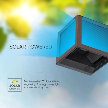 LED-Solar-Wandleuchte mit Sensor, 9 W, 3,7 V, 3000/4000/6000 K, IP65, 2600 mAh, braun