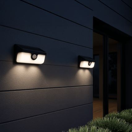 LED-Solar-Wandleuchte mit Sensor LINK LED/5W/3,7V 2000 mAh IP65 schwarz