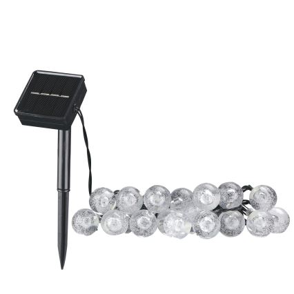 LED Solare catena decorativa BUBBLE GLASS 20xLED/8 funzioni 4,85 m 600 mAh IP44 bianco caldo