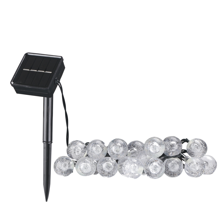 LED Solare catena decorativa BUBBLE GLASS 20xLED/8 funzioni 4,85 m 600 mAh IP44 bianco caldo