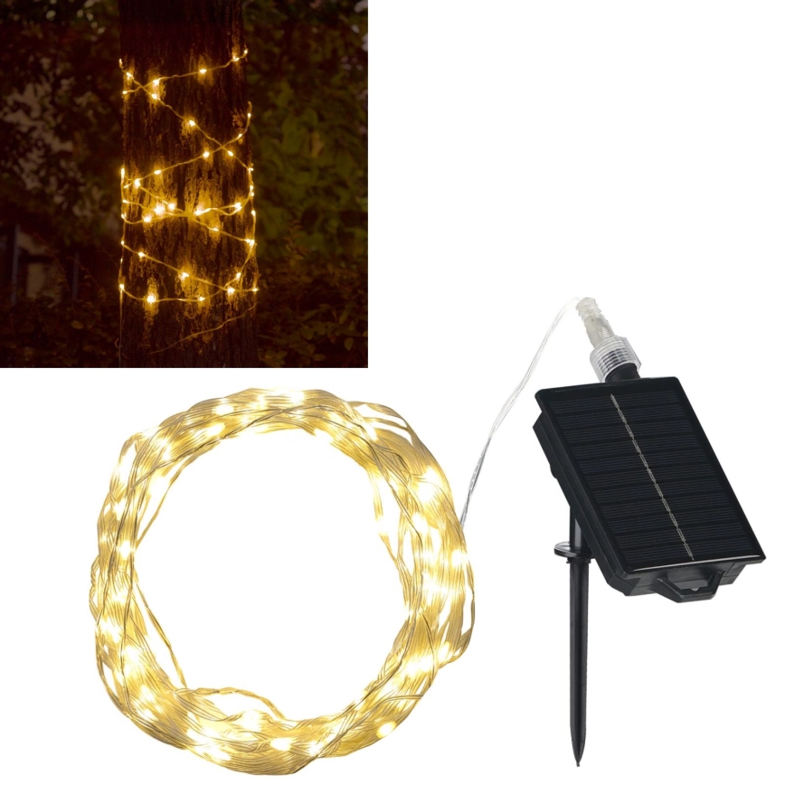 LED Solare catena decorativa LED/3,7V 1800 mAh 10 m IP44 + telecomando