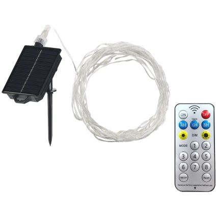 LED Solare catena decorativa LED/3,7V 1800 mAh 10 m IP44 + telecomando