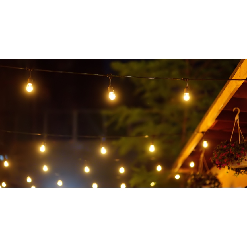 LED Dimmerabile solare per esterni catena PARTY 10xE27/3,7V 10 m IP44 + telecomando