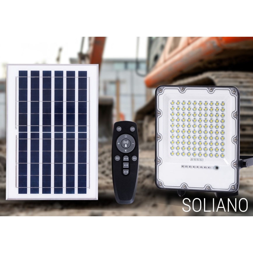 LED da esterno dimmerabile solare per riflettore LED/100W/3,2V 4500K IP65 nero + telecomando