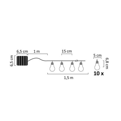 LED-Solarkette PARTY 10xLED/1,2V IP44