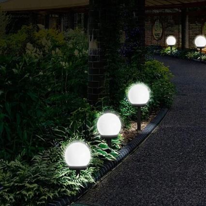 LED-Solarlampe LED/1,2V 6500K 200 mAh Ø 20 cm IP44 weiß/schwarz