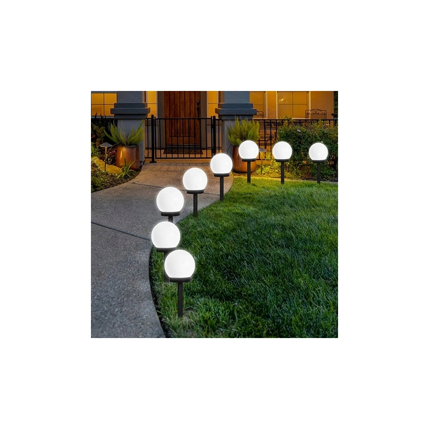 LED-Solarleuchte LED/1,2V 6500K 200 mAh Ø 15 cm IP44 weiß/schwarz