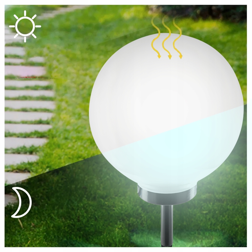 LED-Solarleuchte LED/1,2V 6500K 200 mAh Ø 30 cm IP44 weiß/schwarz