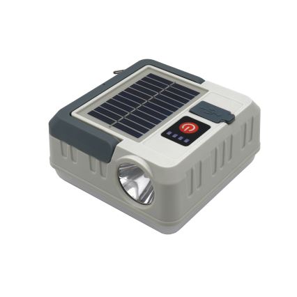 Dimm- und aufladbare LED-Solarleuchte mit Powerbank-Funktion LED/1W/5,5V 8000K IPX4 1200 mAh grau