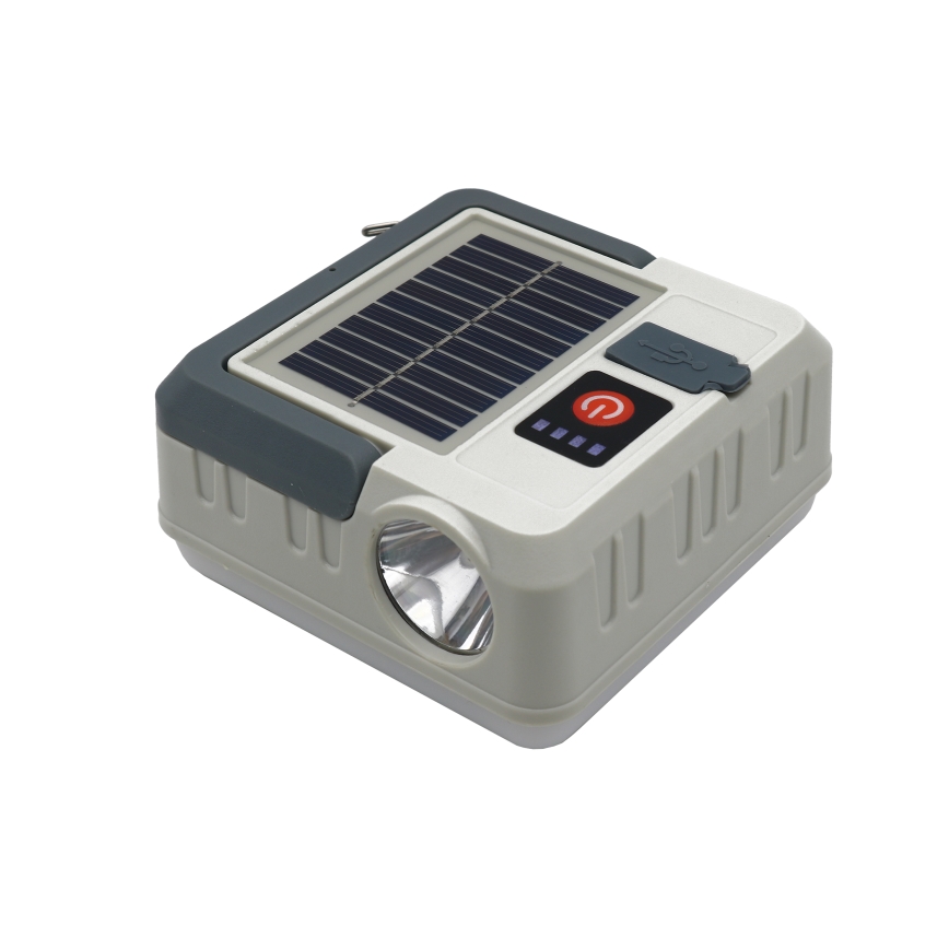 Dimm- und aufladbare LED-Solarleuchte mit Powerbank-Funktion LED/1W/5,5V 8000K IPX4 1200 mAh grau