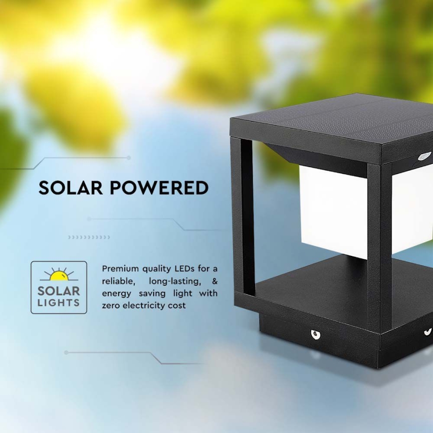 LED-Solarleuchte mit Sensor LED/2W/5,5V 3000K IP65 schwarz