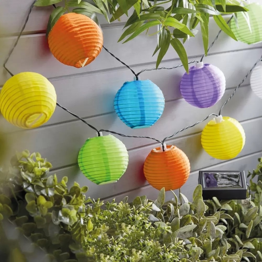 LED-Solarlichterkette 10xLED/1,2V 3,7m 300mAh IP44 mehrfarbig