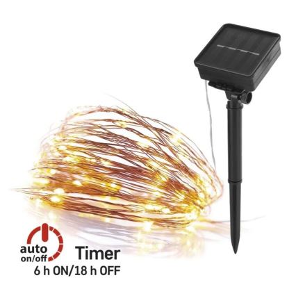 LED-Solarlichterkette LED/2,4W/1,2V 1xAA 15 m IP44 3000K 600 mAh