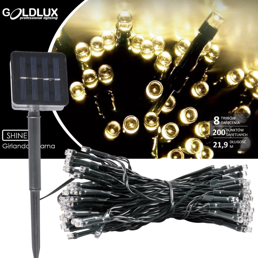 LED-Solarlichterkette SHINE 200xLED/1,2V 21,9 m IP44