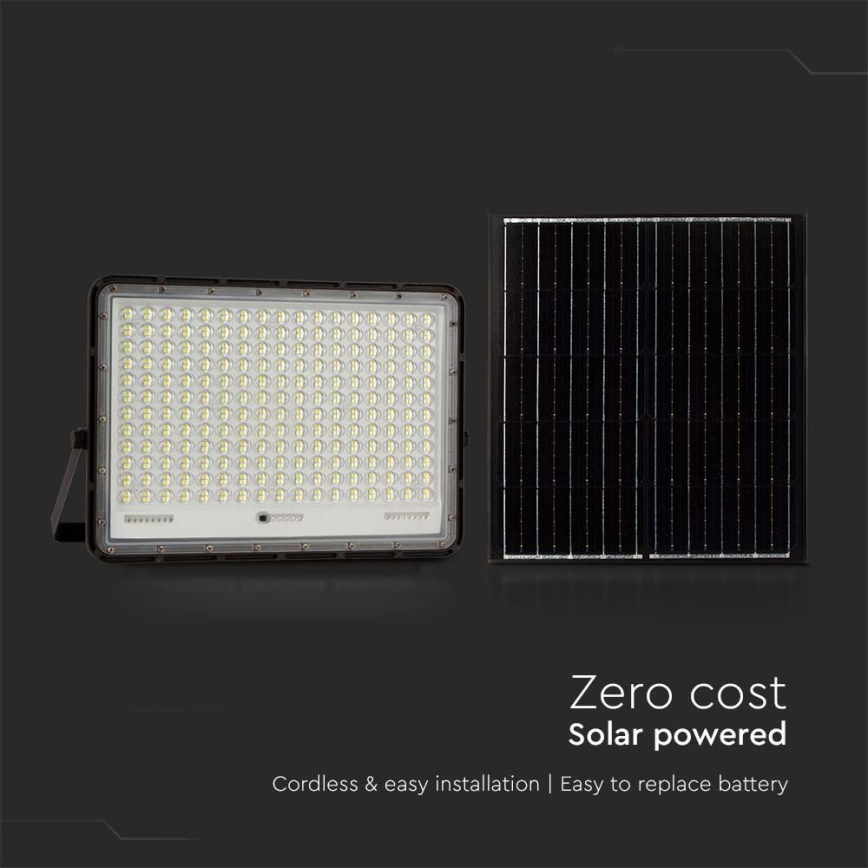 LED-Solarstrahler für den Außenbereich LED/30W/3,2V 4000K schwarz IP65 + Fernbedienung